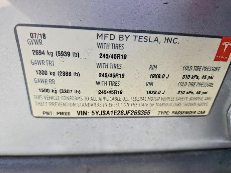 2018 TESLA MODEL S 13
