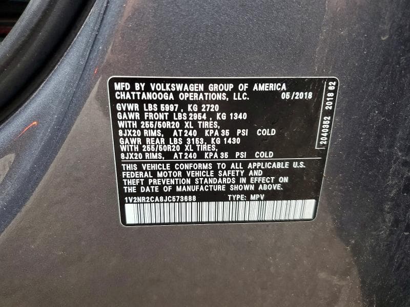 2018 VOLKSWAGEN ATLAS SEL PREMIUM 13