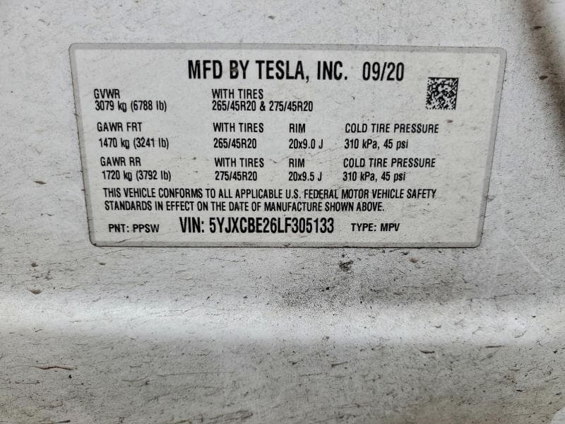 2020 TESLA MODEL X 14