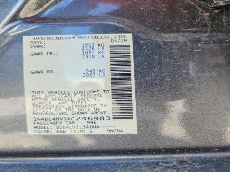 2019 NISSAN ALTIMA S 12