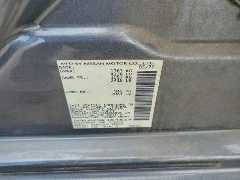 2022 NISSAN ALTIMA SV 12