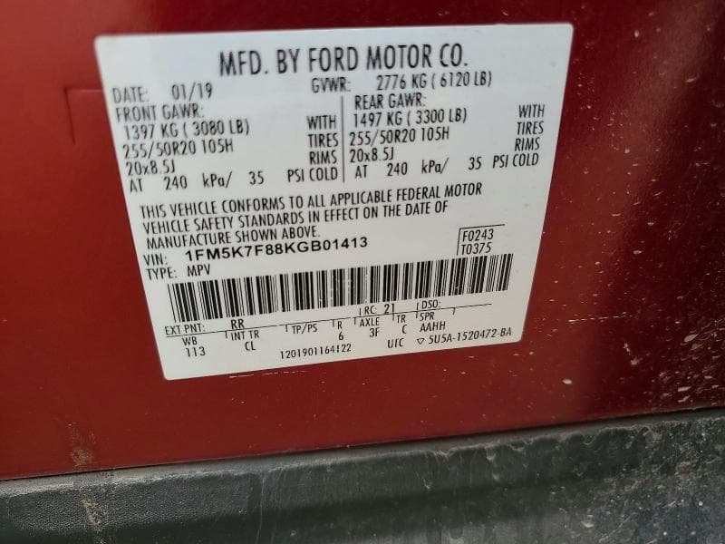 2019 FORD EXPLORER LIMITED 12