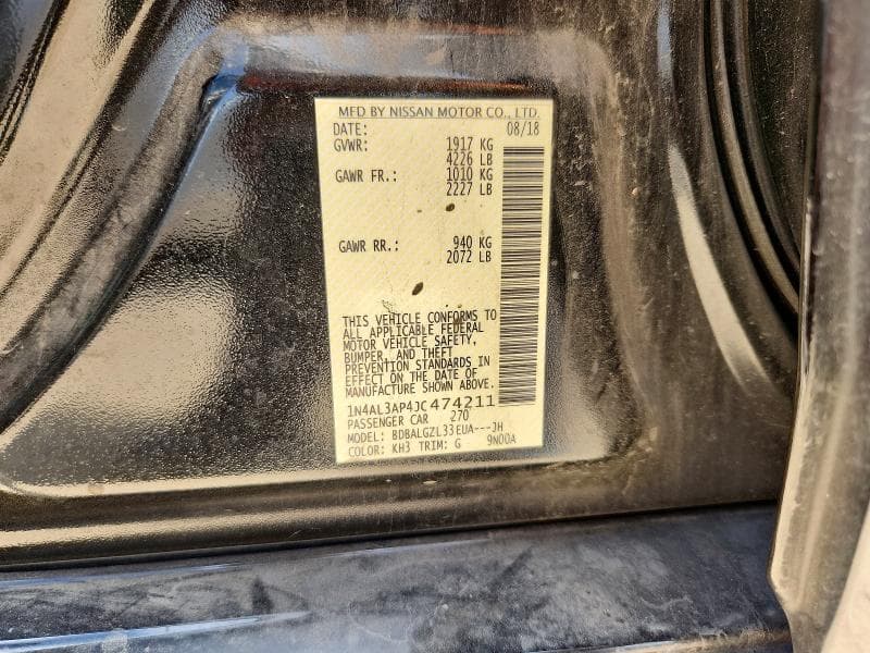 2018 NISSAN ALTIMA 2.5 S 12