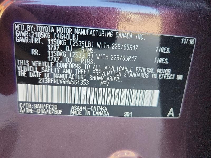 2017 TOYOTA RAV4 XLE 12