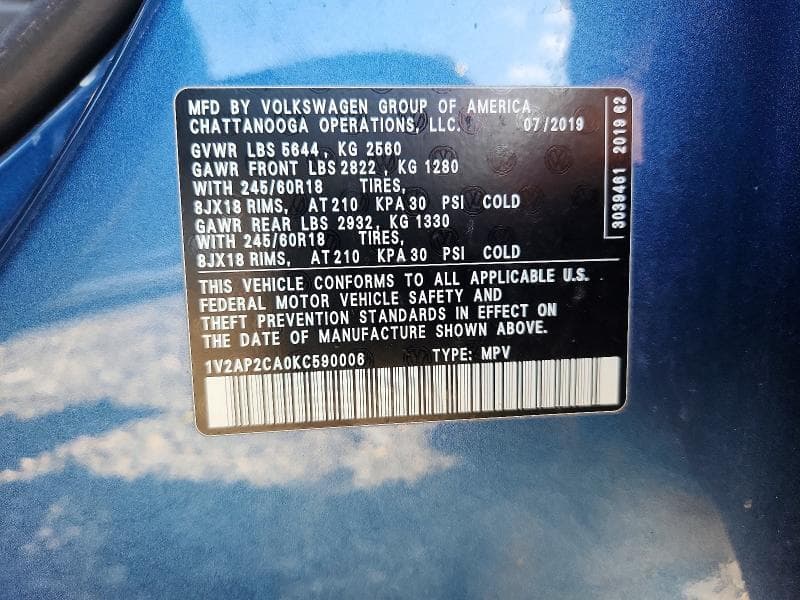 2019 VOLKSWAGEN ATLAS S 13