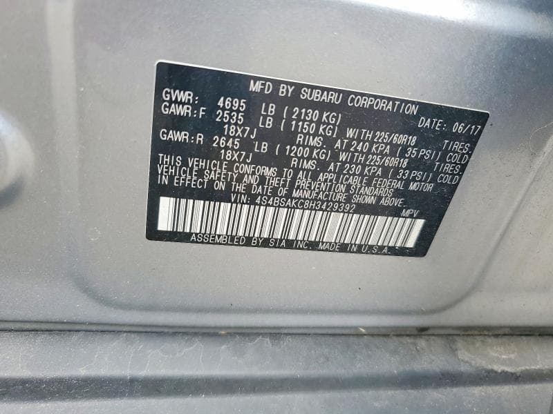 2017 SUBARU OUTBACK 2.5I LIMITED 14