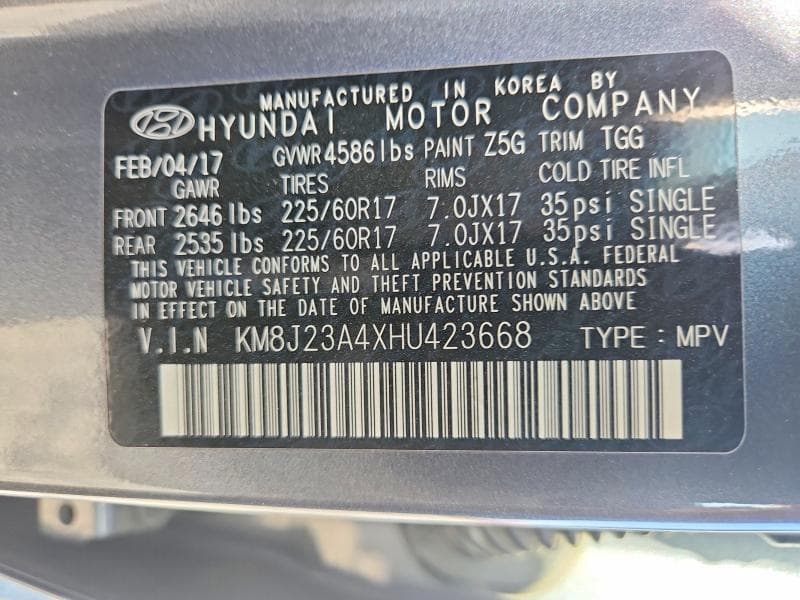 2017 HYUNDAI TUCSON SE 13