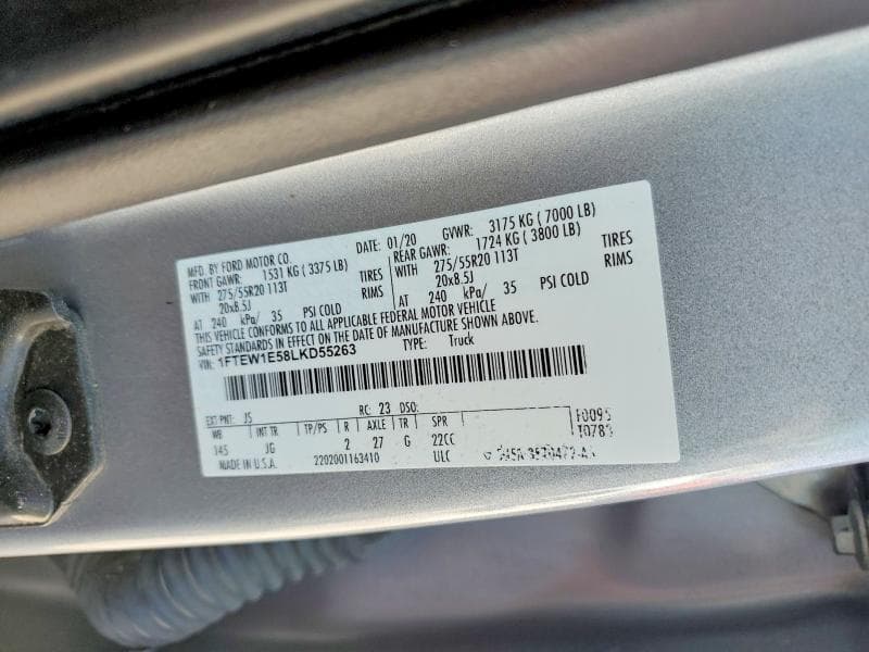 2020 FORD F150 SUPERCREW 12