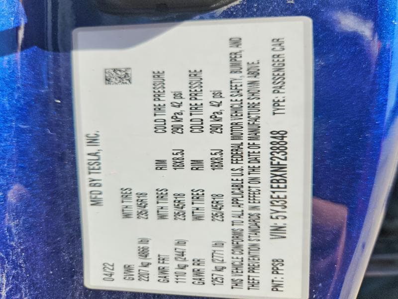 2022 TESLA MODEL 3 13