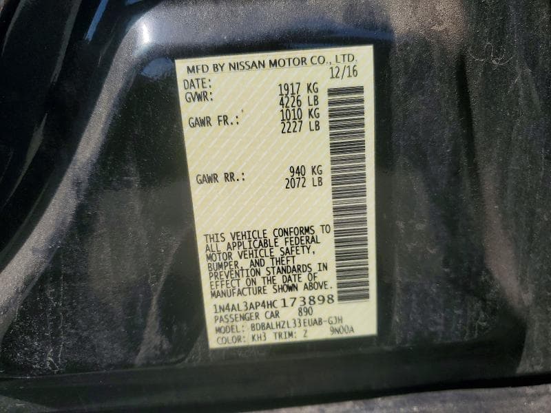 2017 NISSAN ALTIMA 2.5 SR 12
