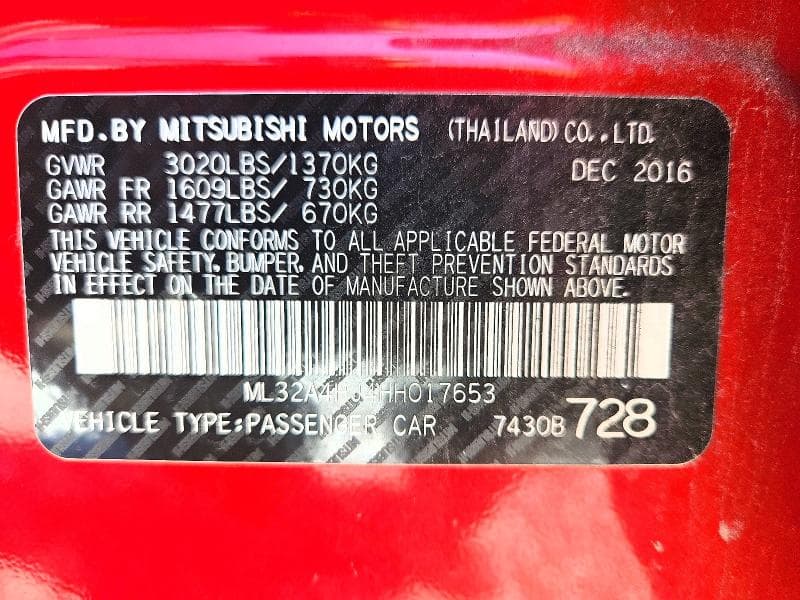 2017 MITSUBISHI MIRAGE SE 13