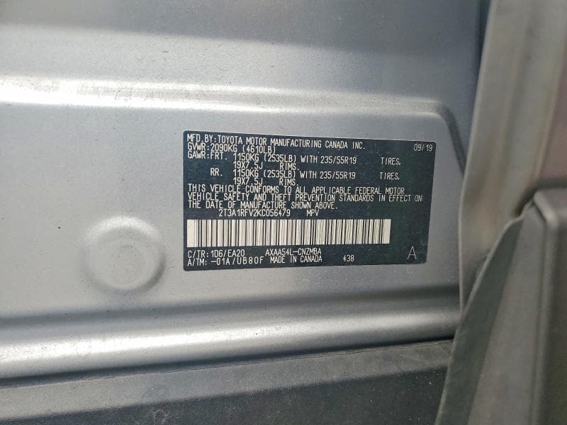 2019 TOYOTA RAV4 XLE PREMIUM 12