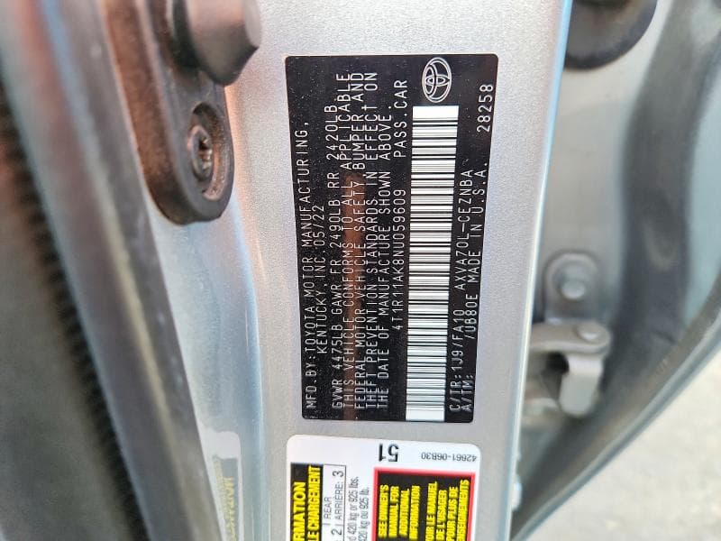 2022 TOYOTA CAMRY LE 12