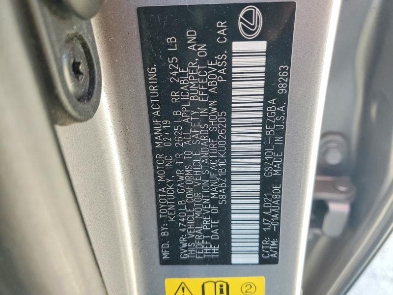 2019 LEXUS ES 350 12