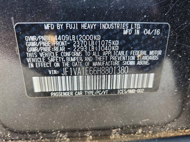 2017 SUBARU WRX PREMIUM 12