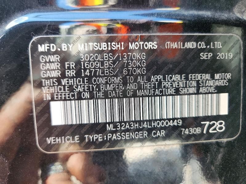 2020 MITSUBISHI MIRAGE ES 12