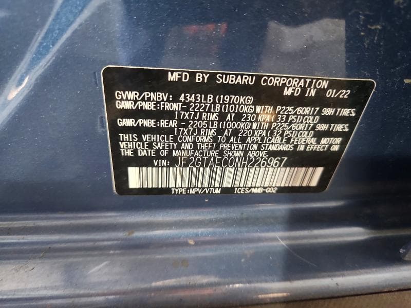 2022 SUBARU CROSSTREK PREMIUM 13