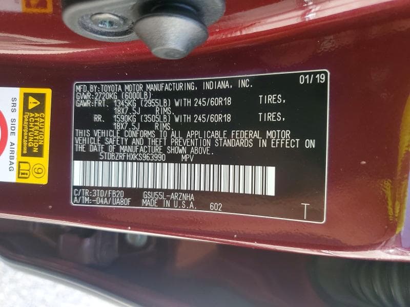 2019 TOYOTA HIGHLANDER LE 13