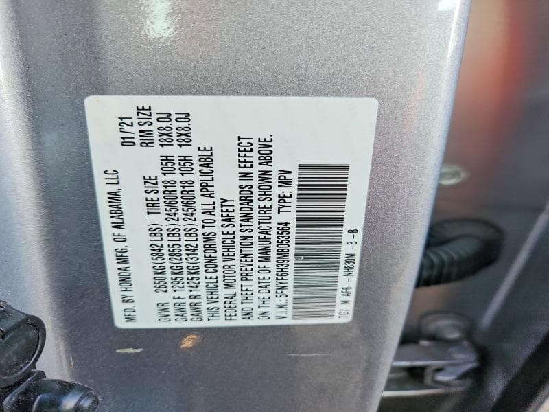 2021 HONDA PILOT EX 13