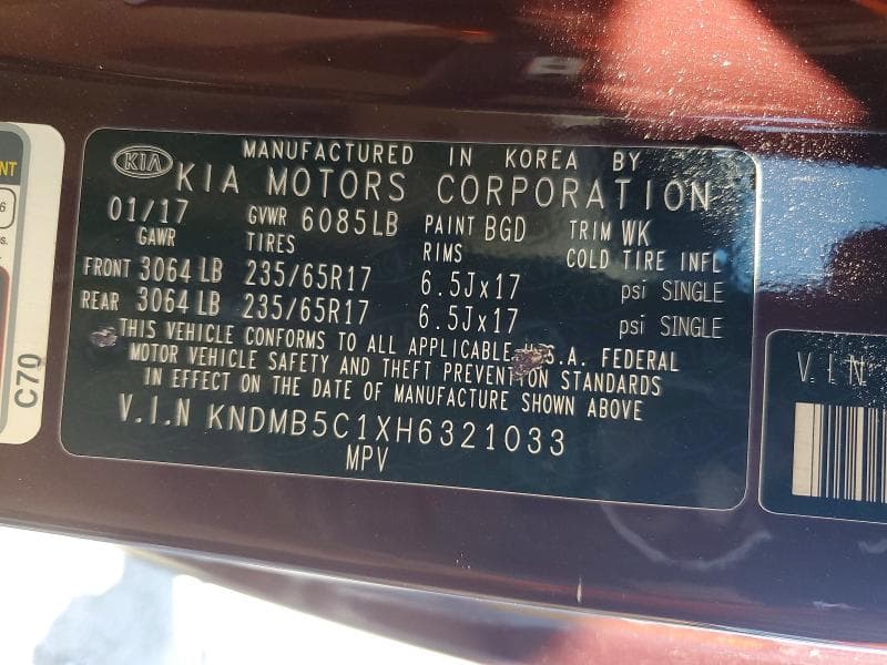 2017 KIA SEDONA LX 13