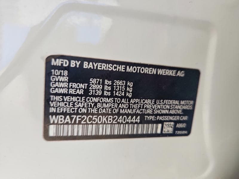2019 BMW 750 XI 12