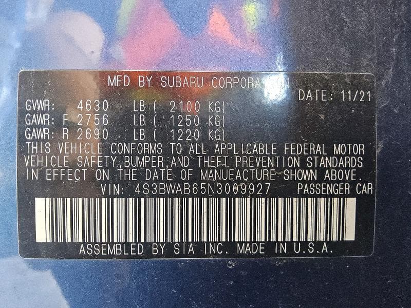 2022 SUBARU LEGACY 13