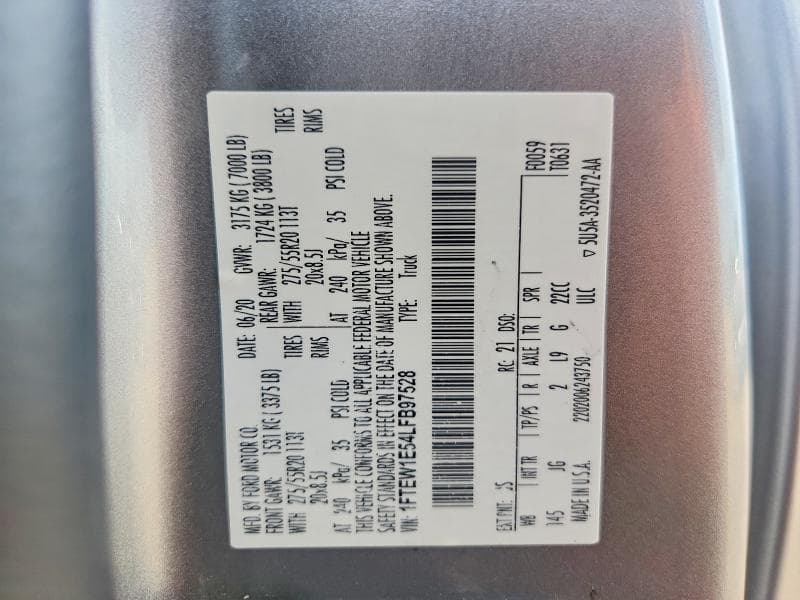 2020 FORD F150 SUPERCREW 12
