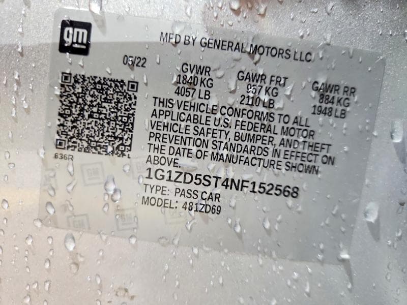 2022 CHEVROLET MALIBU LT 12
