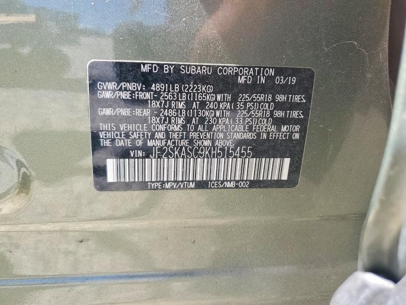 2019 SUBARU FORESTER LIMITED 13