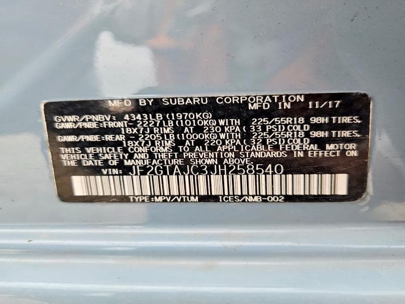 2018 SUBARU CROSSTREK LIMITED 12