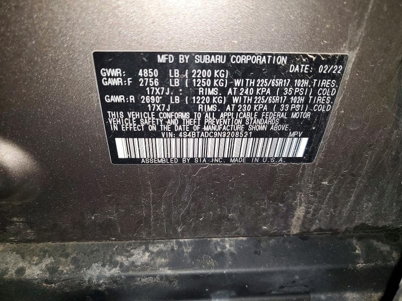 2022 SUBARU OUTBACK PREMIUM 13