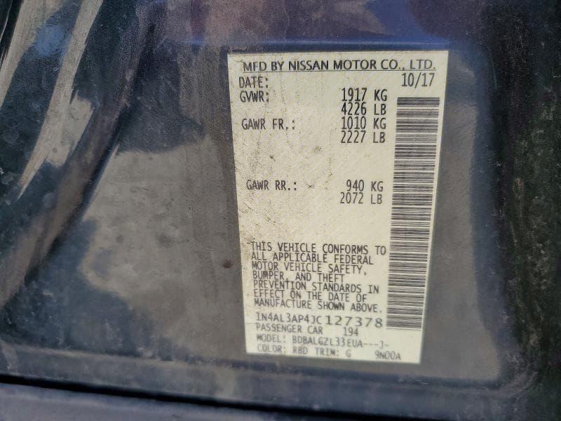 2018 NISSAN ALTIMA 2.5 S 12
