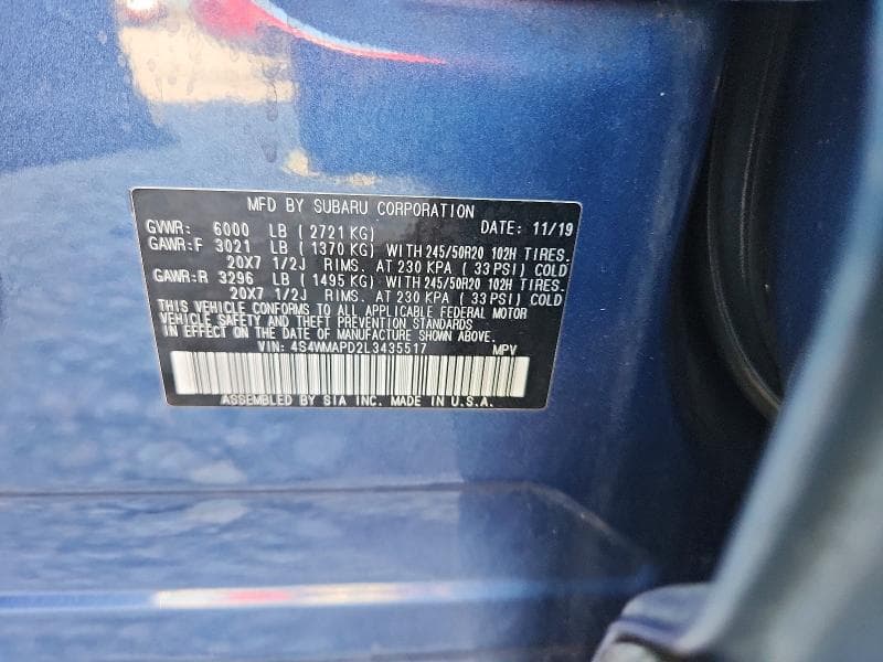 2020 SUBARU ASCENT LIMITED 13