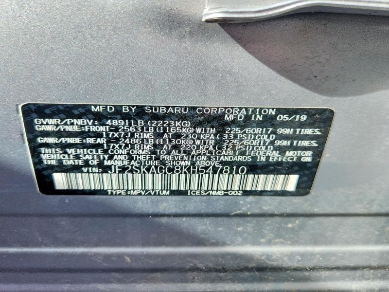 2019 SUBARU FORESTER PREMIUM 14