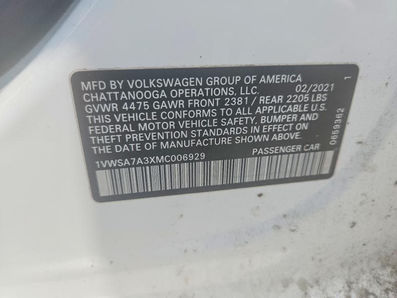 2021 VOLKSWAGEN PASSAT SE 12