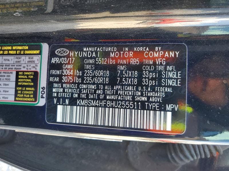 2017 HYUNDAI SANTA FE SE 14
