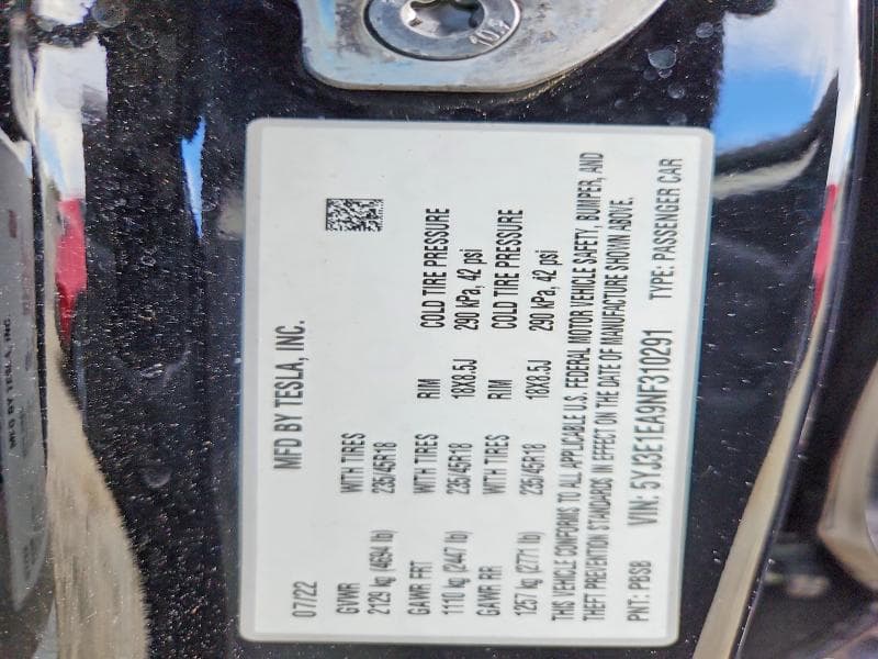 2022 TESLA MODEL 3 12