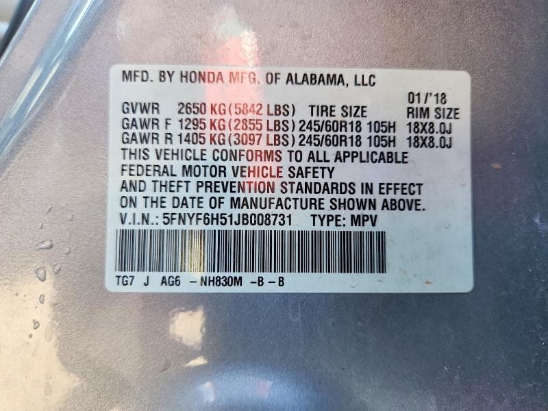 2018 HONDA PILOT EXL 13