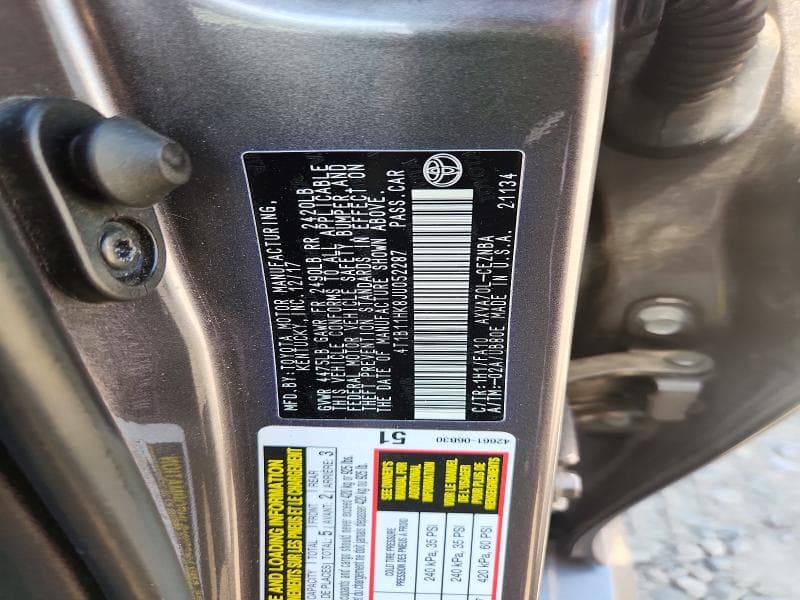 2018 TOYOTA CAMRY LE 12