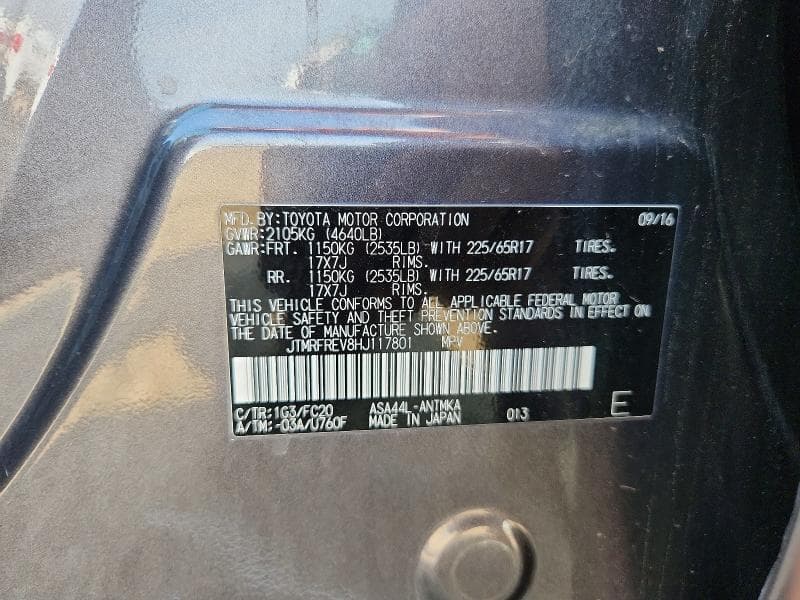 2017 TOYOTA RAV4 XLE 12