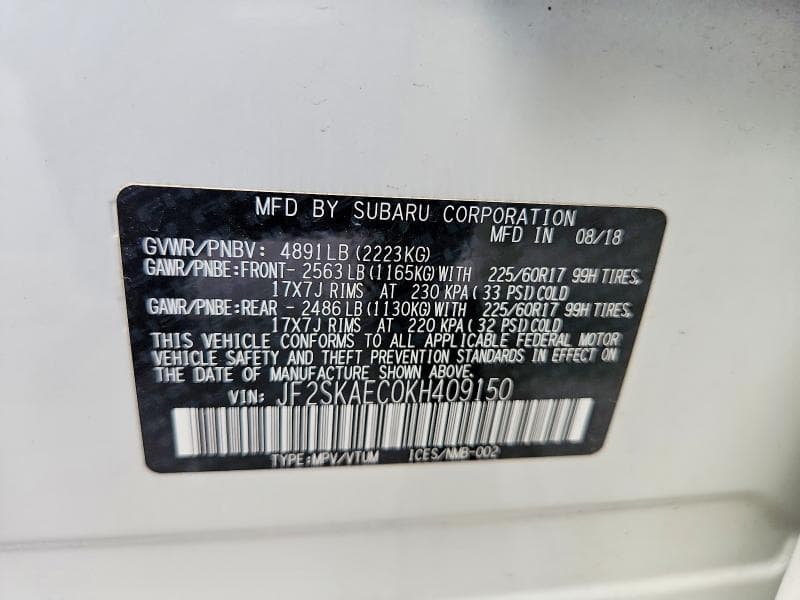 2019 SUBARU FORESTER PREMIUM 14
