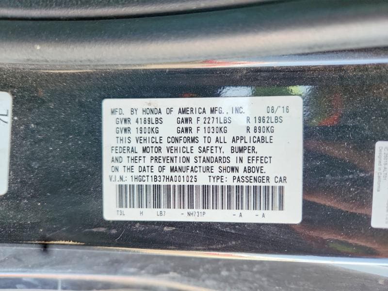 2017 HONDA ACCORD LX-S 13