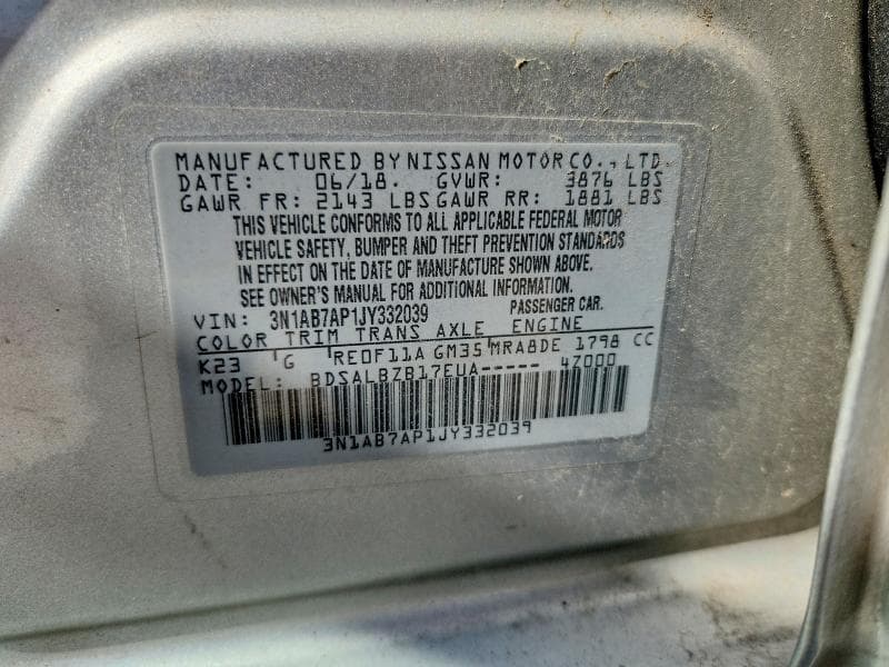 2018 NISSAN SENTRA S 12