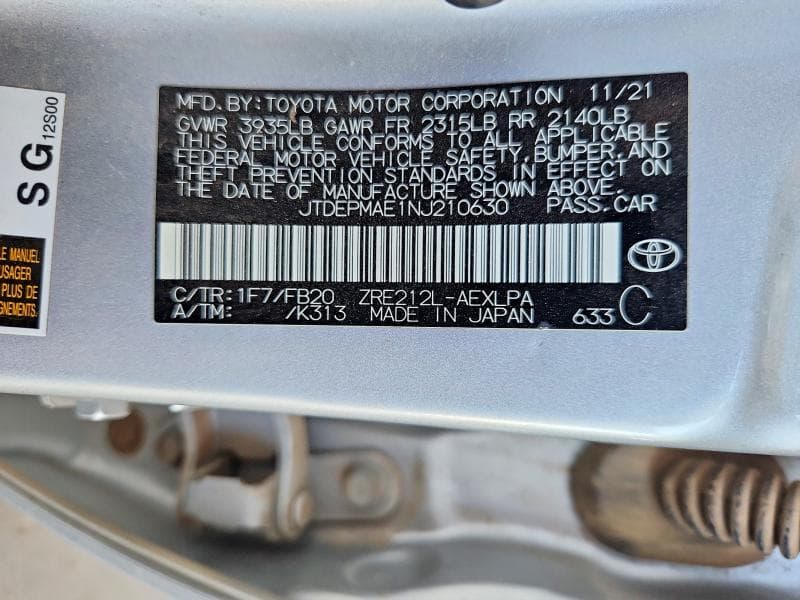 2022 TOYOTA COROLLA LE 13