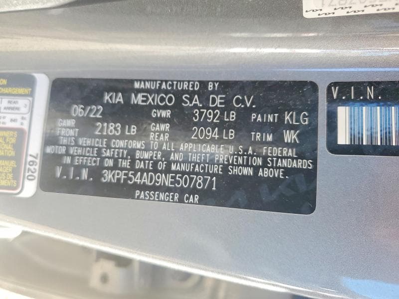 2022 KIA FORTE GT LINE 12