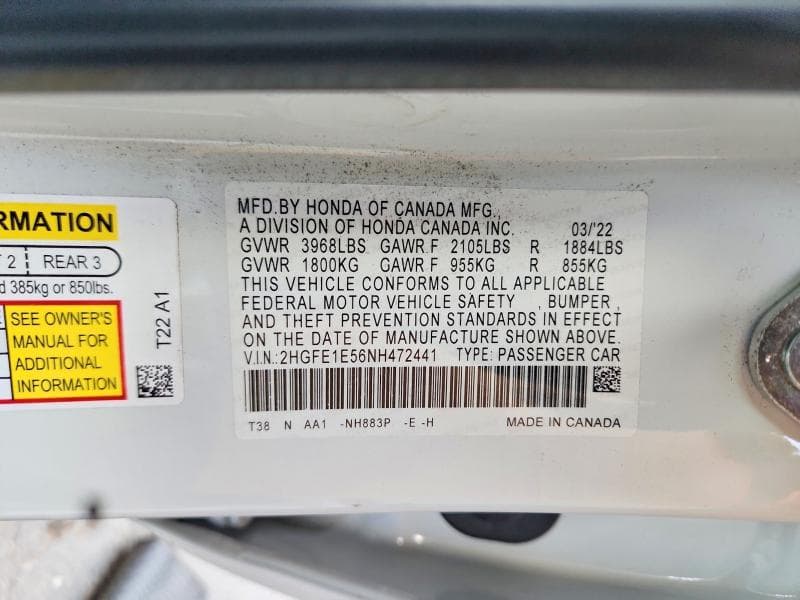 2022 HONDA CIVIC SI 12