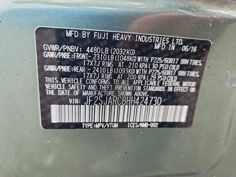 2017 SUBARU FORESTER 2.5I LIMITED 12