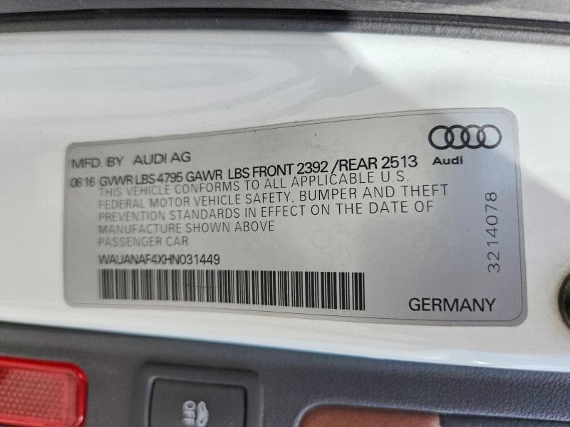 2017 AUDI A4 PREMIUM 12
