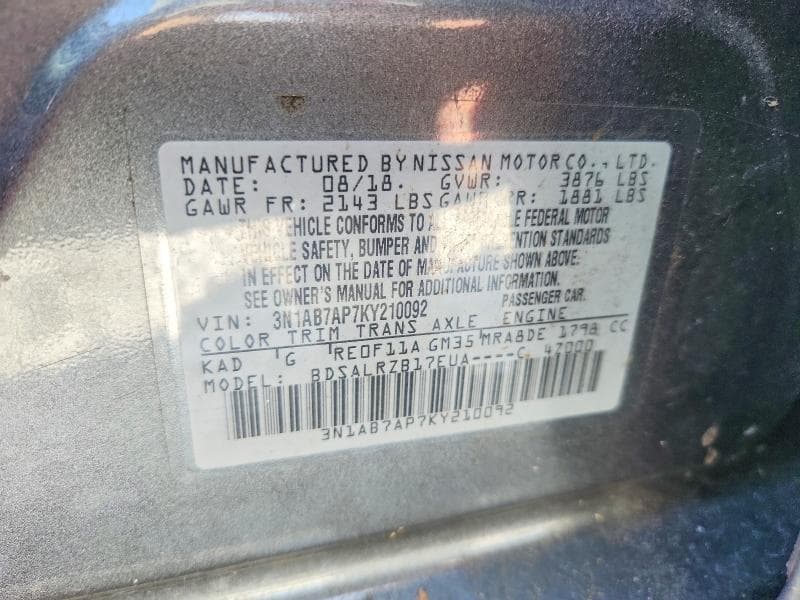2019 NISSAN SENTRA SR 12