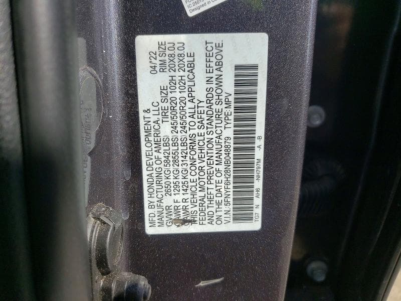 2022 HONDA PILOT SE 14